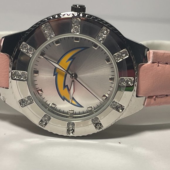 Los Angeles Chargers NFL Womens Watch w/ Pink Leather Band w/ Rhinestones NEW main image 5